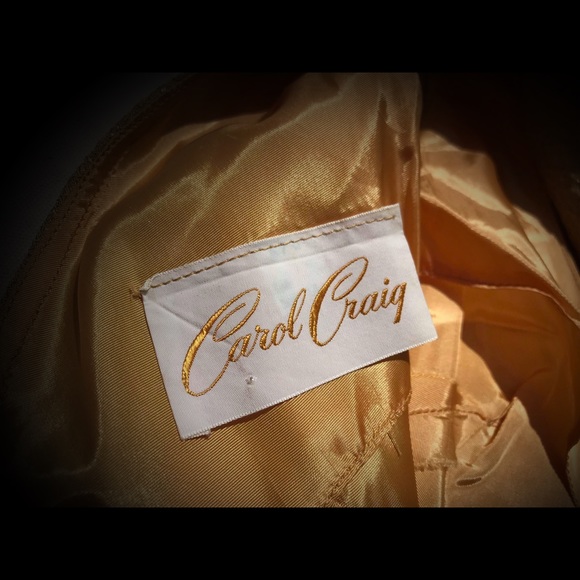 1950s Gold Shimmer Cowl Neck Cocktail Dress Sz M - Picture 7 of 8